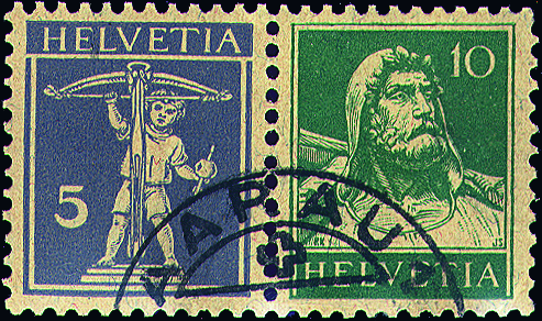 5+10 Rp. grauviolett und grün