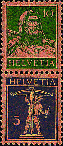 10+5 Rp. grün und grauviolett