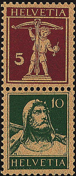 5+10 Rp. rotlila und grün