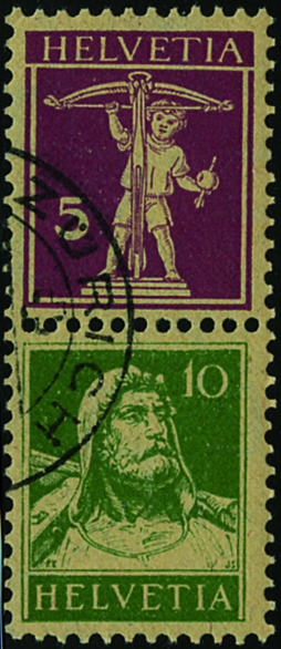 5+10 Rp. rotlila und grün