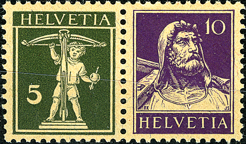 5+10 Rp. olivgrün und d'violett