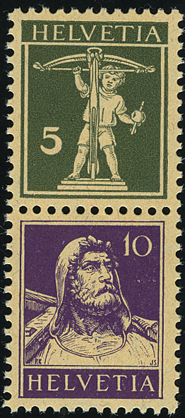 5+10 Rp. olivgrün und d'violett