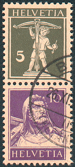 5+10 Rp. olivgrün und d'violett