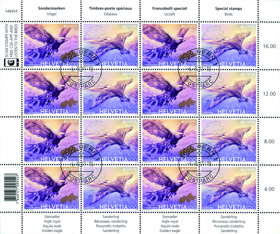 2019, Europa-Vögel, gelbes Papier