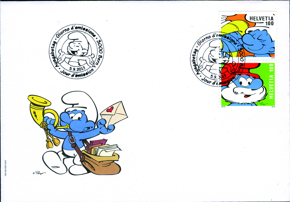 100+100 Rp. Kuss und Papa Schlumpf