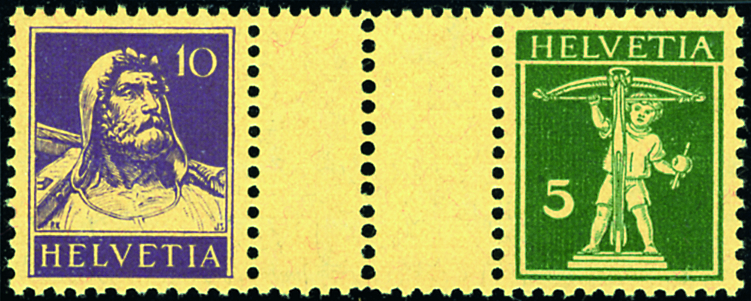 10+5 Rp. dunkelviolett und olivgrün