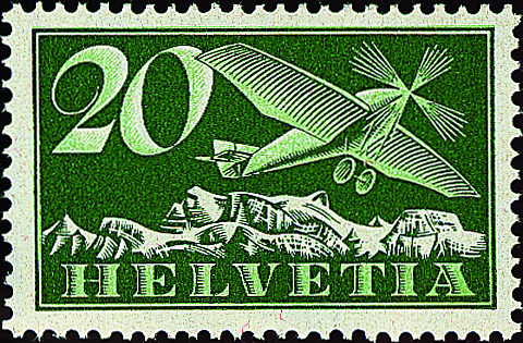 20 Rp. Flugzeug, grün-grünblau