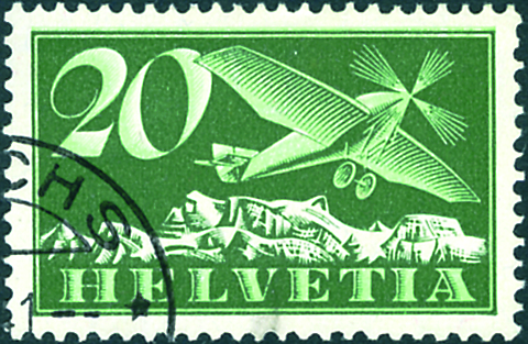 20 Rp. Flugzeug, grün-grünblau