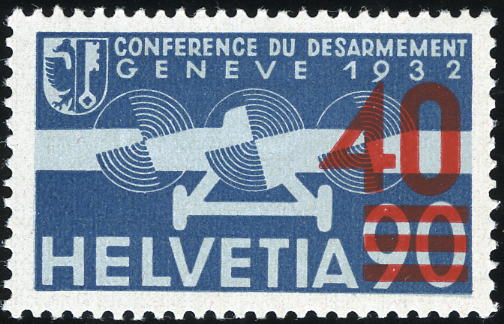 40-90 Rp. blau-blaugrau, Aufdruck hellrot