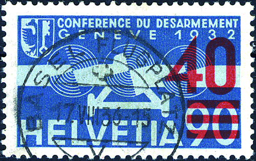 40-90 Rp. blau-blaugrau, Aufdruck hellrot