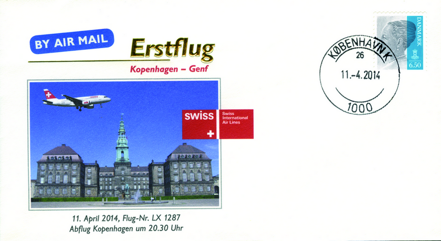 2014, Erstflug "Swiss" Kopenhagen - Genf