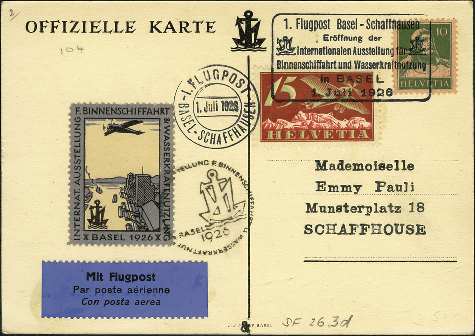 1926, Basel-Schaffhausen, 1. Internationale Binnenschiffahrt