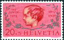 20+5 Rp. Knabenkopf, "Grosser roter Farbfleck zwischen H und E von Helvetia"