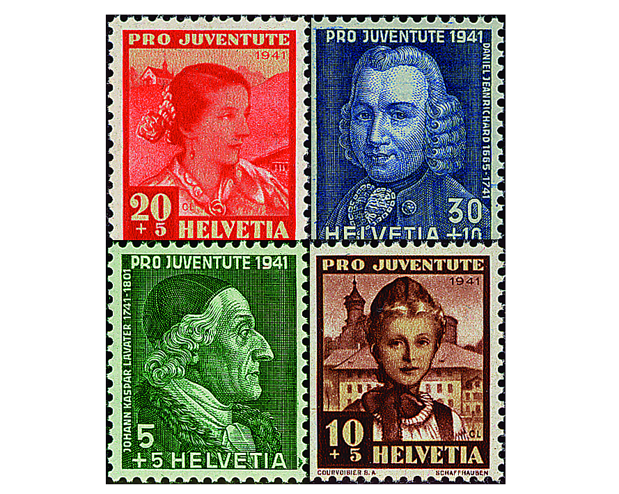 1941. Bildnisse J.K. Lavaters und D. Jeanrichards und Schweizer Frauentrachten