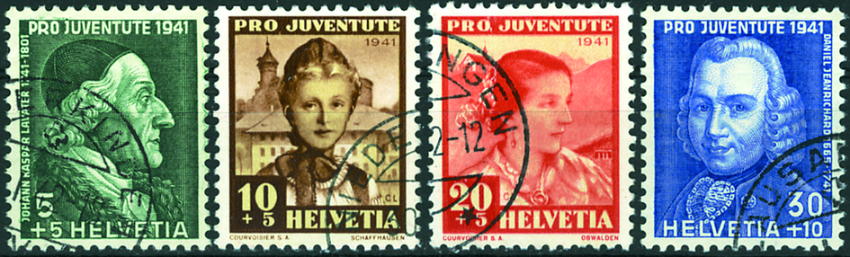 1941. Bildnisse J.K. Lavaters und D. Jeanrichards und Schweizer Frauentrachten