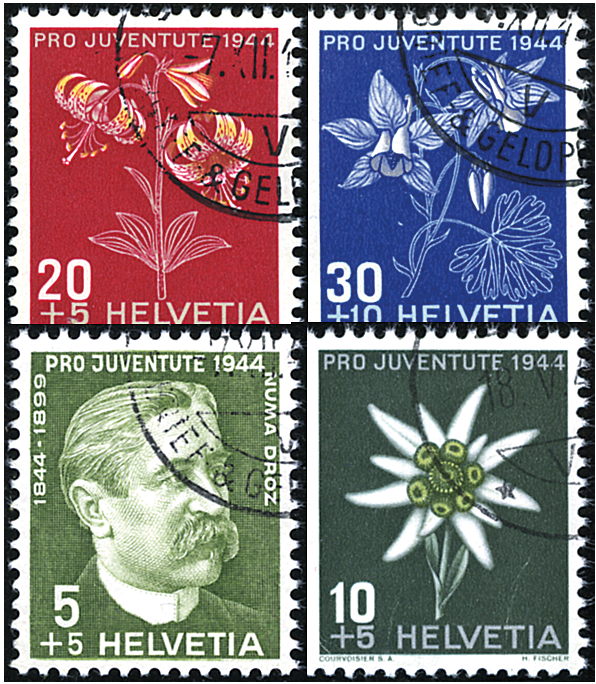 1944, Bildnis Numa Droz' und Alpenblumenbilder
