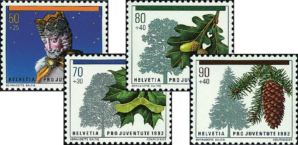 1992, Wiehnachtsmarke, Waldbäume