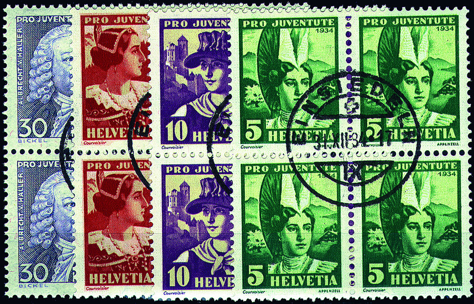 1934, Schweizer Frauentrachten und Bildnis Albrecht von Hallers