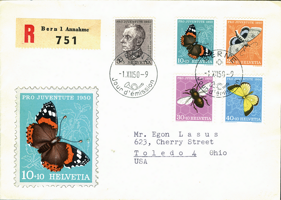 1950, Bildnis Theophil Sprechers von Bernegg und Insektenbilde