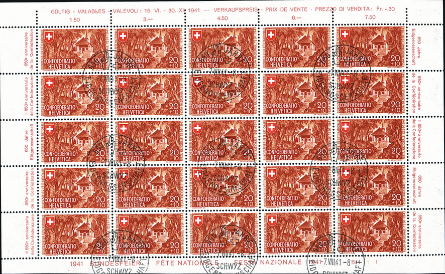 20+10 Rp. Hohle Gasse, bräunlichzinnober-gelb-rot