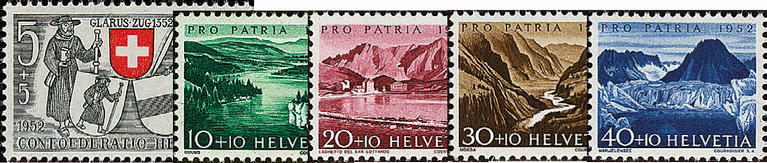 1952, Glarus und Zug 600 Jahre in der Eidgenossenschaft, Seen und Wasserläufe
