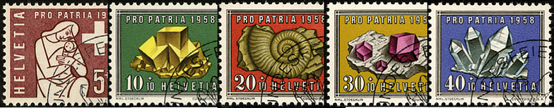 1958, Sinnbild, Mineralien, Versteinerungen