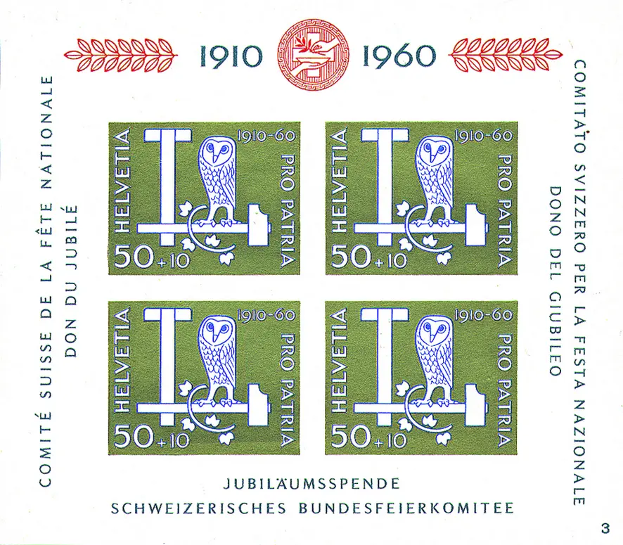 1960, Jubiläumsblock III 50 Jahre Bundesfeierspende 1910-1960