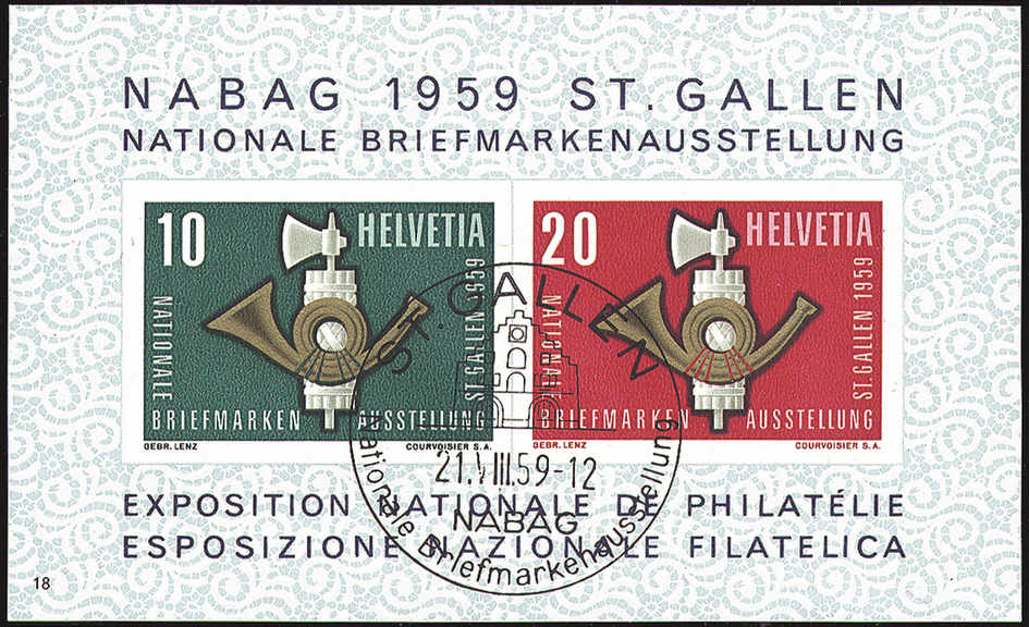 1959, Nationale Briefmarkenausstellung in St. Gallen (NABAG)