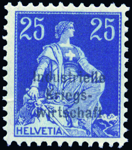 25 Rp. Helvetia mit Schwert, blau-hellblau