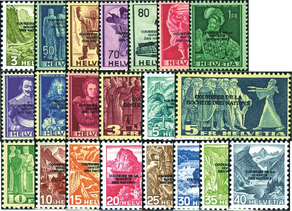 1944, SDN (D III) Völkerbund in Genf Komplett-Kollektion