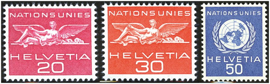 1959, UNO-Signet und geflügelte Gestalt