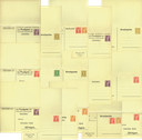 1907, private Doppelpostkarten 10 Rp.+12 Rp. +15 Rp. Helvetia Brustbild rot-ocker-lila