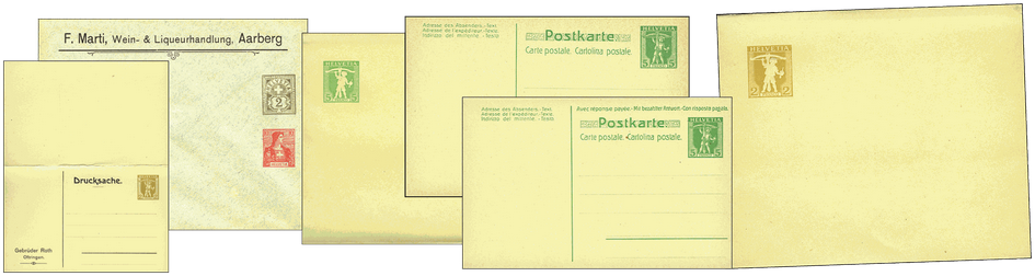 1907, Spezial-Kollektion mit 6 amtlichen Ganzsachen