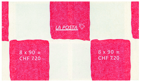 1996, Selbstklebende Marken, rot auf weiss