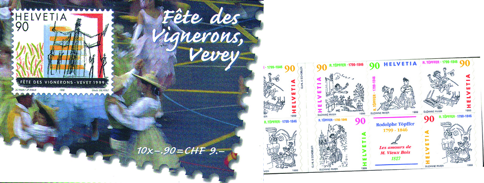 1999, Selbstklebende Marken, Comics, schwarz-gelb auf weiss