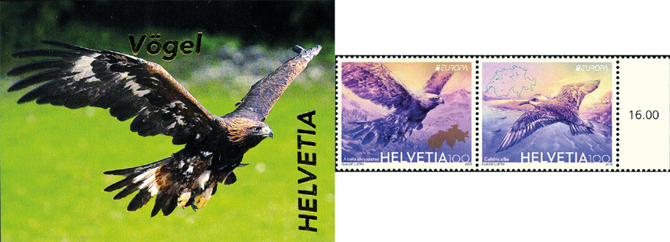 2019, Europa - Vögel, gelbes Papier
