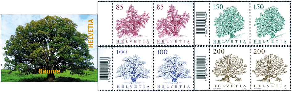 2021, Bäume, 4 Markenhefte