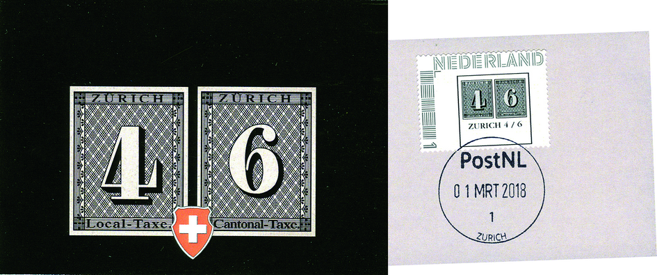 2018, 175 Jahre Schweizer Briefmarken, Privatmarke "Zürich 4-6" Niederlande