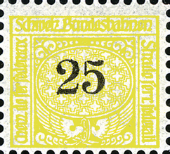 1919, Zähnung: sägeartig darüber Linienzähnung 11 3-4