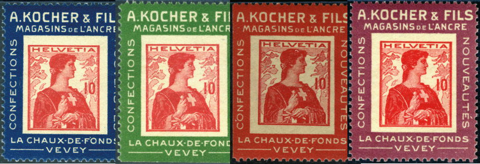 1909, Kochermarken, 10 Rp. Helvetia-Brustbild II