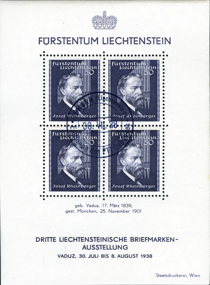 1938, 3. Liechtensteinerische Briefmarkenausstellung, Vaduz
