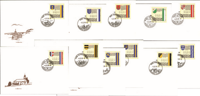 1995, Automatenmarken, Gemeindewappen, Typendruck über Farbband