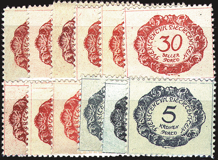 1920, Ziffermuster im Oval, ungezähnt