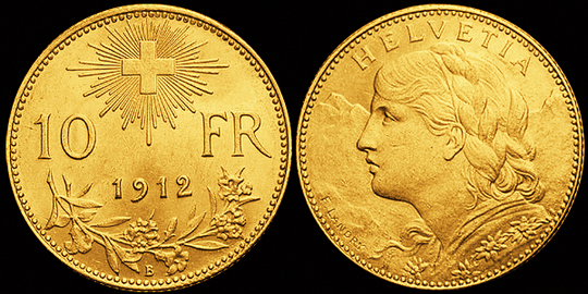 1912, 10 Fr. Gold-Vreneli