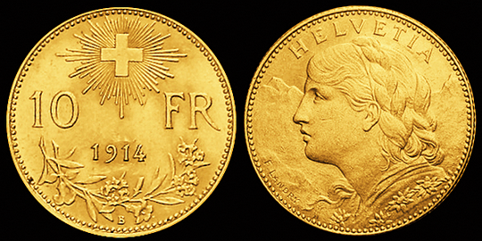 1914, 10 Fr. Gold-Vreneli