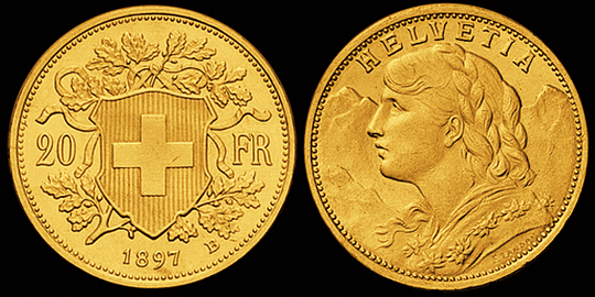 1897, 20 Fr. Gold-Vreneli