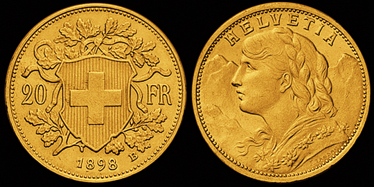 1898, 20 Fr. Gold-Vreneli