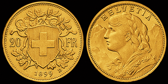 1899, 20 Fr. Gold-Vreneli