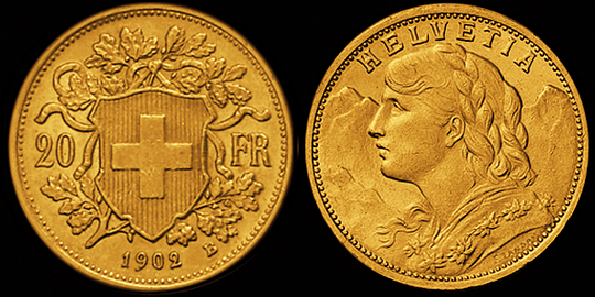 1902, 20 Fr. Gold-Vreneli