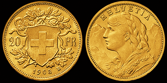 1903, 20 Fr. Gold-Vreneli